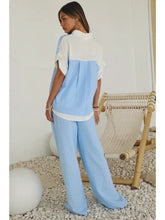 Load image into Gallery viewer, Oddi -Striped Button-Down Top &amp; Wide-Leg Pants Set
