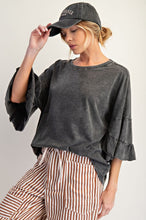Load image into Gallery viewer, Easel - Wing Ruffle Sleeves Mineral Washed Slub  Top
