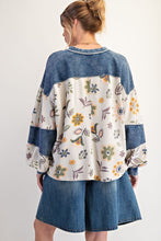 Load image into Gallery viewer, Easel - Denim mix floral print top
