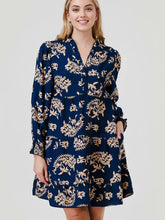 Load image into Gallery viewer, Pixi + Ivy - Shelly Tiered Ruffle Neck Long Sleeve Dress - Blue Paisley

