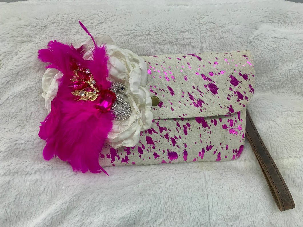 A Rare Bird - Clutch Crossbody- Pink and Cream