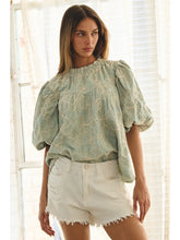 Load image into Gallery viewer, Oddi - Embroidered Babydoll Blouse - Sage Mint
