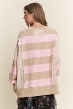 Load image into Gallery viewer, Gingham &amp; Striped knit sweater top
