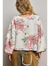 Load image into Gallery viewer, Pol -  Floral Print Chenille Sweater V Neck Rib Knit Top

