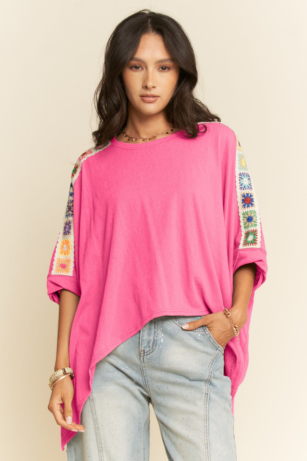 Non See Through Fabric With Crochet Trim