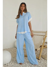 Load image into Gallery viewer, Oddi -Striped Button-Down Top &amp; Wide-Leg Pants Set
