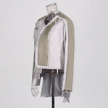 Load image into Gallery viewer, Asymmetrical Patchwork Frayed Hem Street Jacket
