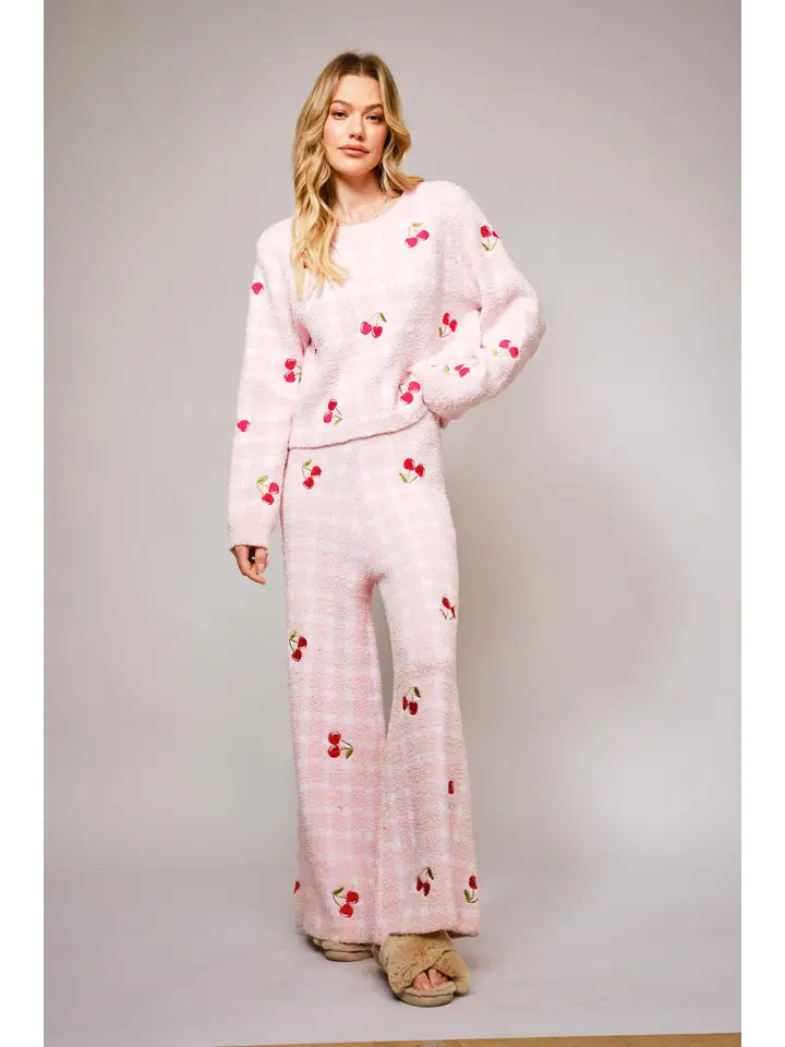 Blue B - Cherry Embroidery Cozy Sweater Set