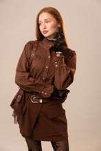 Load image into Gallery viewer, Blue B - Ruffle Neck Snap Button Long Sleeve Shirt
