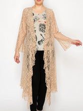 Load image into Gallery viewer, Origami - Lightweight Floral Lace Ruffle Duster with Sparkles- TAUPE
