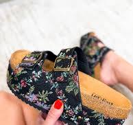 Corky's Wannabe Platform Sandals - Black Brocade Floral