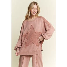 Load image into Gallery viewer, J. Her - Mineral Wash Plaid Star Sweatshirt
