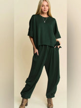 Load image into Gallery viewer, Davi &amp; Dani - Solid Flowy Top With Elastic Waist Band Pants Set - Green
