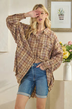 Load image into Gallery viewer, Oli &amp; Hali - WASHED BUTTON DOWN LONG SLEEVE PLAID SHIRT - BROWN COMBO

