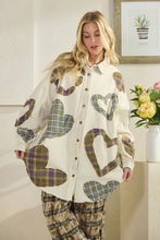 Load image into Gallery viewer, Oli &amp; Hali - WASHED PLAID HEART PATCHWORK BUTTONDOWN SHIRT - Cream

