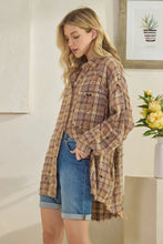 Load image into Gallery viewer, Oli &amp; Hali - WASHED BUTTON DOWN LONG SLEEVE PLAID SHIRT - BROWN COMBO
