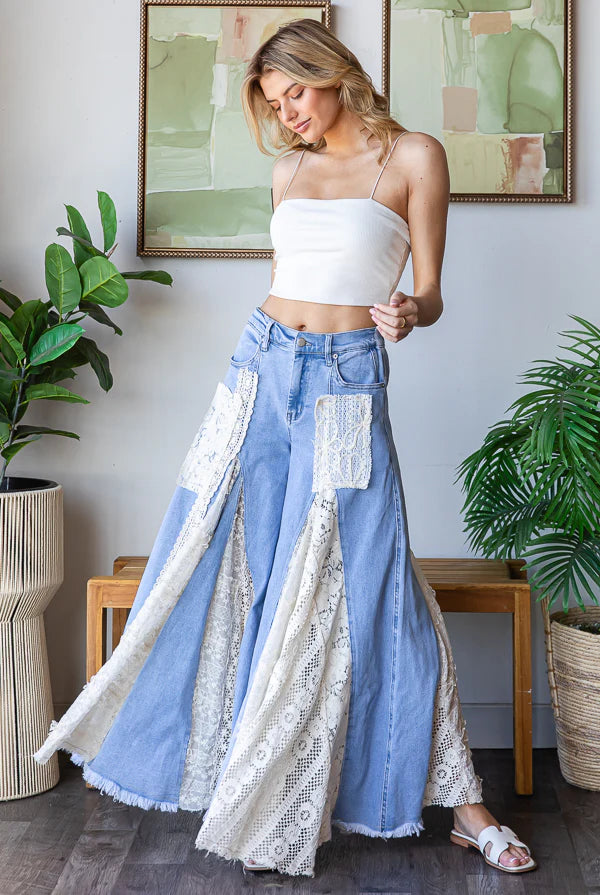 Oli & Hali - LACE SIDE LEG DENIM PANTS