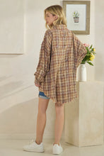 Load image into Gallery viewer, Oli &amp; Hali - WASHED BUTTON DOWN LONG SLEEVE PLAID SHIRT - BROWN COMBO
