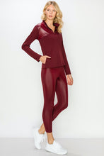 Load image into Gallery viewer, Glossy Accent Half Zip Pullover and Legging Set
