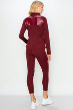 Load image into Gallery viewer, Glossy Accent Half Zip Pullover and Legging Set
