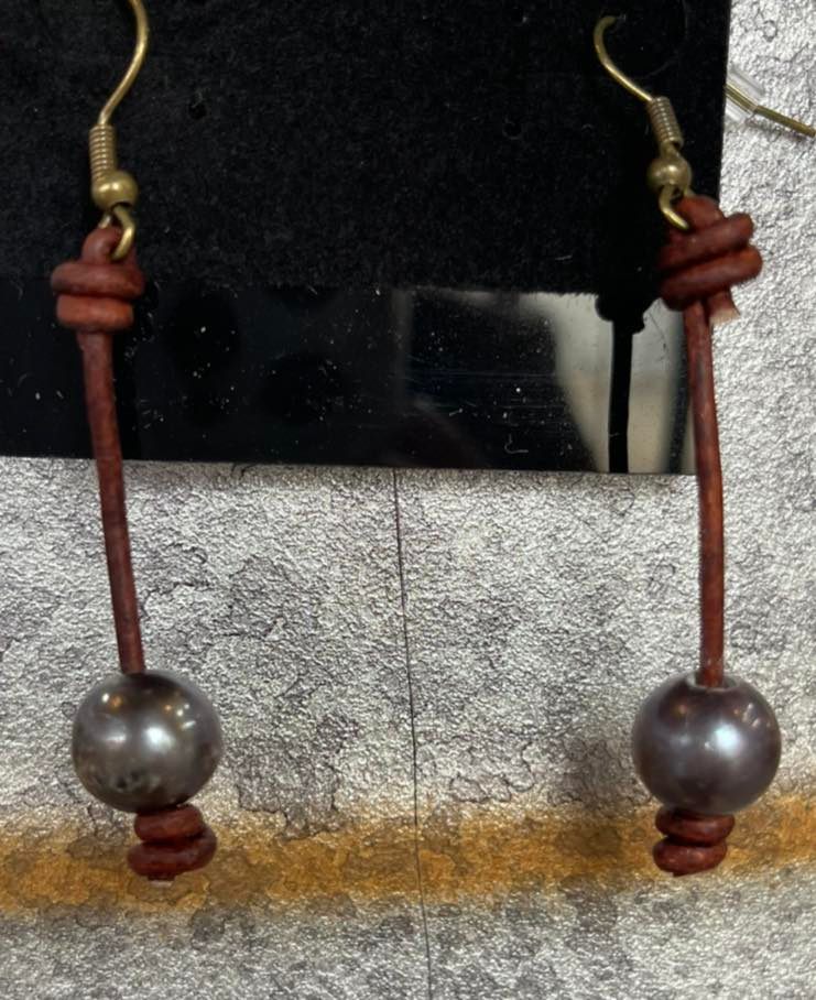 Single Angel Black Pearl Earrings