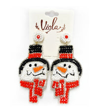 Load image into Gallery viewer, Assorted Hand Beaded Christmas Earrings - Post
