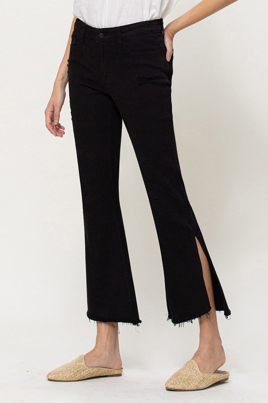 Give Me All The Slit  Crop Flare Jeans By Flying Monkey