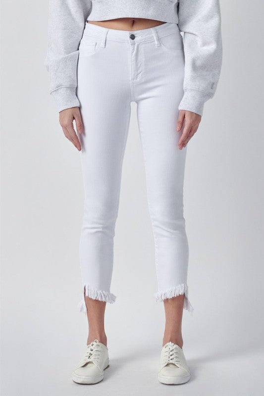 Cello Mid Rise Crop Skinny w. Fray Hem