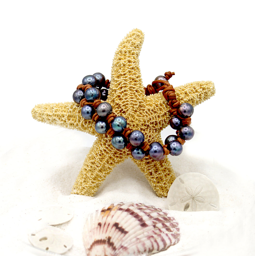 HC Handmade Tahitian Black Pearl Bracelet - Double