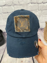Load image into Gallery viewer, HC  Repurposed LV Brown Cowhide Messy-Bun Hat
