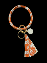 Load image into Gallery viewer, Keychain Bracelet Wristlet Bangle with Leather Tassel
