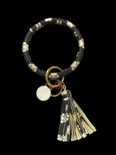 Load image into Gallery viewer, Keychain Bracelet Wristlet Bangle with Leather Tassel
