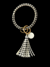 Load image into Gallery viewer, Keychain Bracelet Wristlet Bangle with Leather Tassel
