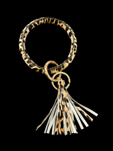 Load image into Gallery viewer, Keychain Bracelet Wristlet Bangle with Leather Tassel

