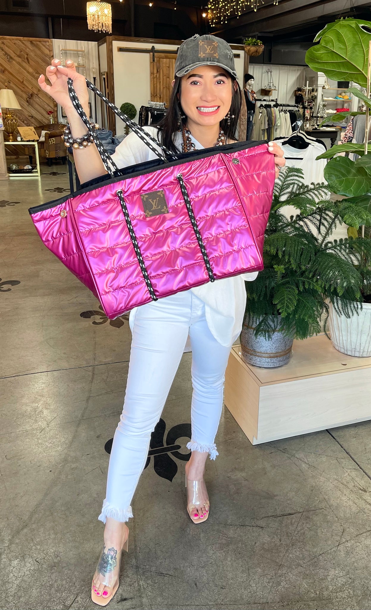 Neoprene Puffer Tote Bag “With LV Repurposed – Shop Hannah Closet
